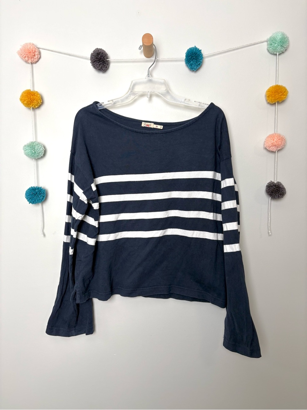 Faherty Sport Jersey Long Sleeve Navy and White Stripe Tee